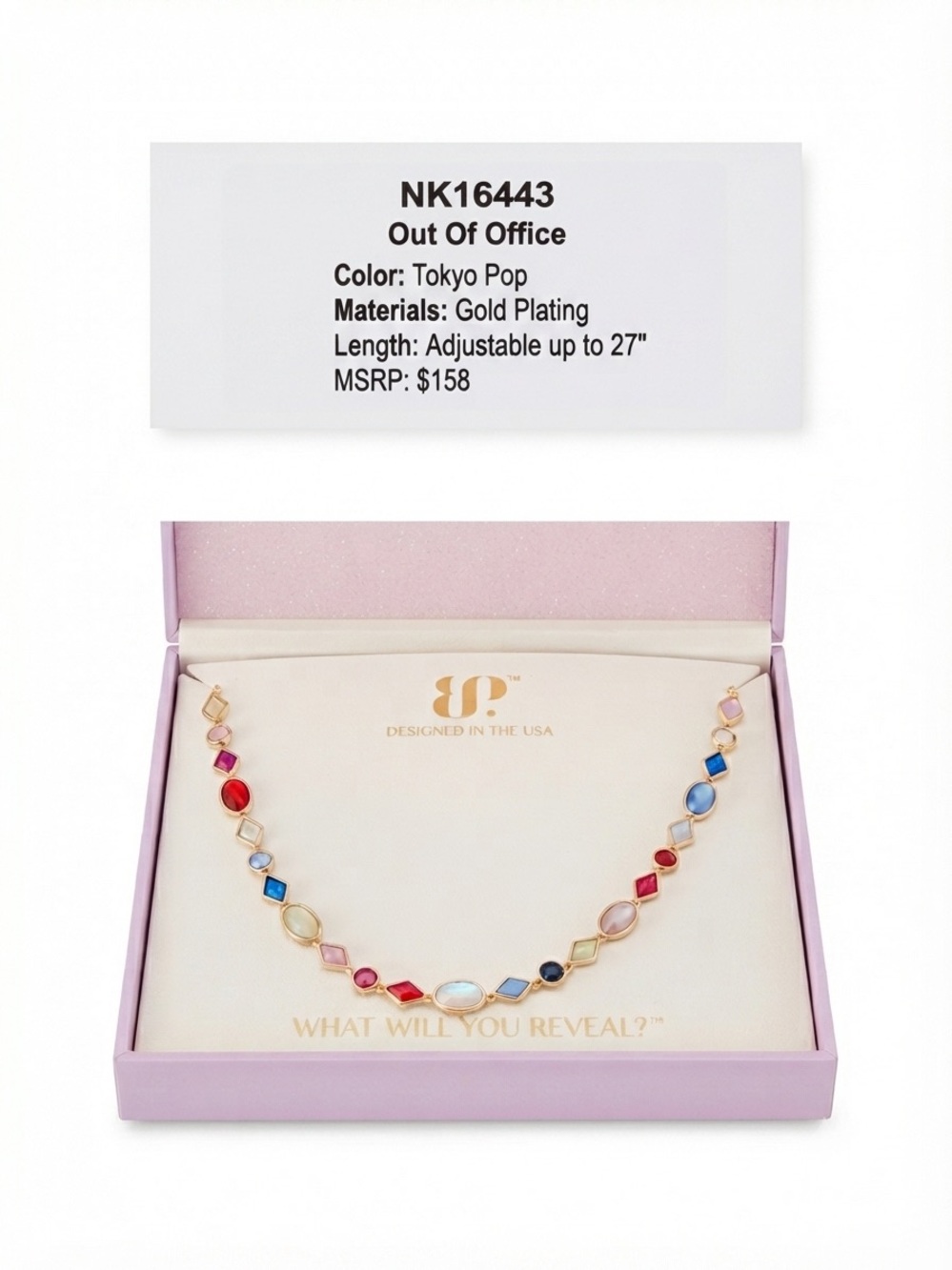 Out Of Office Tokyo Pop Multicolor Gold-Plated Necklace